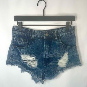 Forever 21, Ripped Cheeky Denim Shorts Size 27